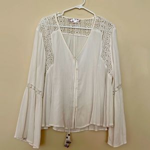 Band of Gypsies Long-Sleeved White Bohemian Top, Size M